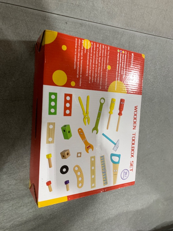 Photo 1 of Bravmate Toddler Tool Set with Portable Tool Box & DIY Stickers, Wooden Kids Tool Sets for Boys Girls Age 2-4, STEM Montessori Educational Preschool Toys, Birthday Gifts for 3+ Years Old