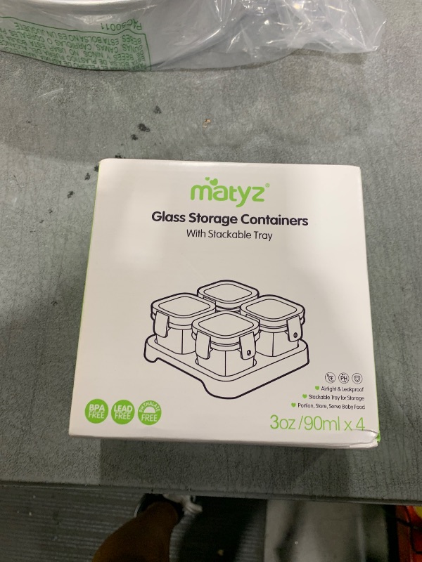 Photo 1 of Matyz 4-Pack Glass Baby Food Containers with Airtight Lids and Stackable Tray (Mint Green, 3 OZ Each) - Glass Food Containers Freezer Safe for Baby Toddler - Stackable Baby Food Containers Glass