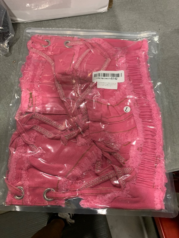 Photo 1 of VUUEAN Women's Bikini Denim Lingerie Set with Strappy Bra and Hot Shorts (Color : Pink suit, Size : L)