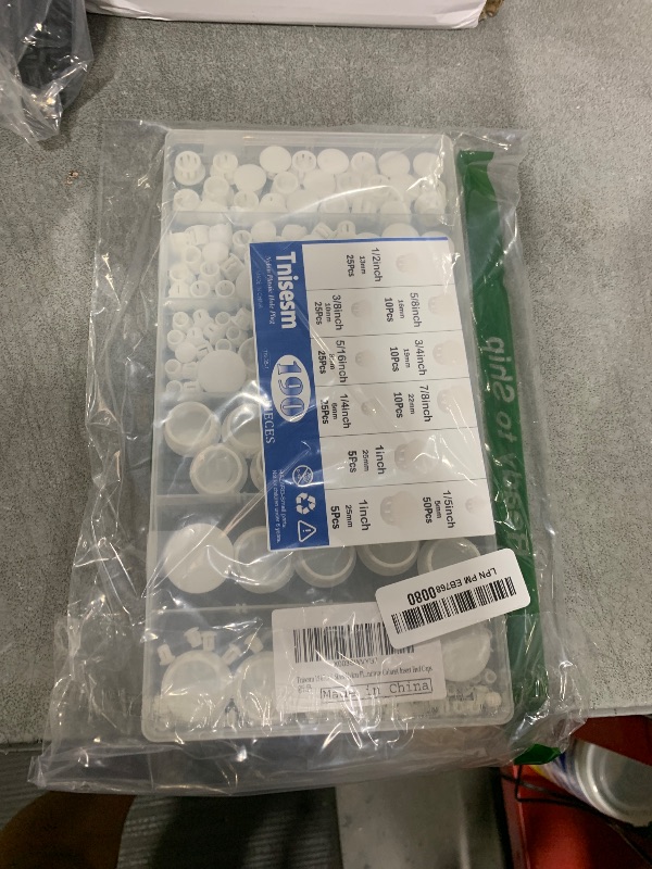 Photo 1 of Tnisesm 190Pcs 9 Sizes Nylon Plastic Hole Plugs 1/5" 1/4" 5/16" 3/8" 1/2" 5/8" 3/4" 7/8" 1"Round Drill Hole, Flush Type Panel Knockout Locking Plugs,Screw Covers for Furniture Cabinet Insert End Caps