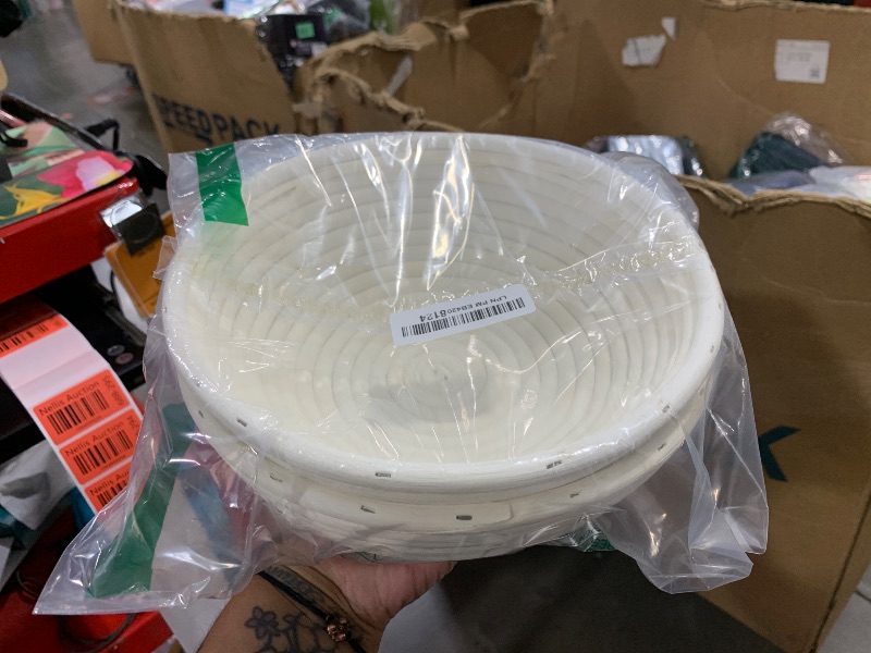 Photo 1 of Dimpola Banneton Bread Proofing Basket Banneton Basket Set Sourdough Proofing Basket Round Proofing Bowls Handmade Rattan Baskets and Liners (Round 9 inch set of 2)