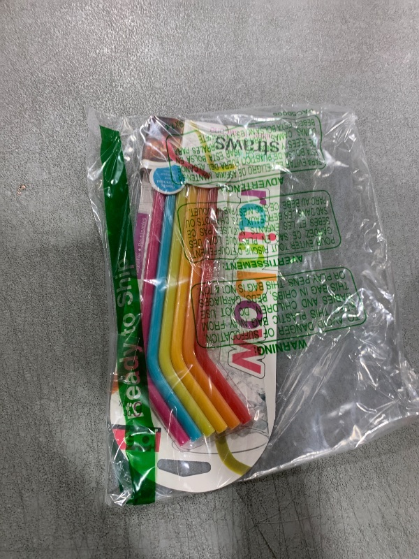 Photo 1 of Joie Silicone Straws with Cleaning Brush, Set of 6, Colors May Vary