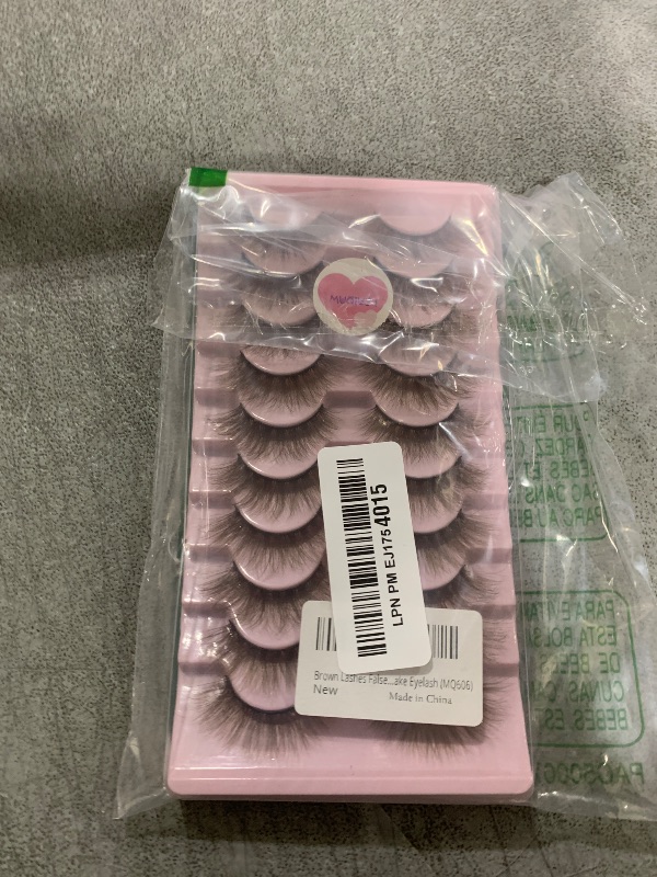 Photo 1 of Brown Lashes Fluffy False Eyelashes LIght Brown Lash MUQIU37 Cat Eye Faux 3D Mink Lashes Wispy Long Fake Eyelashes Volume Cross Strips Eyelash Extension 10 Pairs (MQ606)