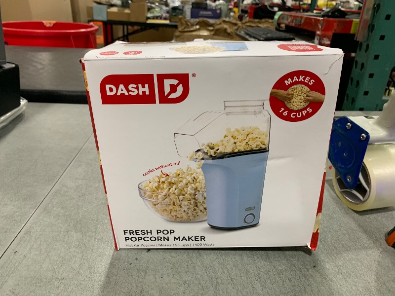 Photo 1 of DASH Hot Air Popcorn Popper Maker with Measuring Cup to Portion Popping Corn Kernels + Melt Butter, 16 Cups - Dream Blue
