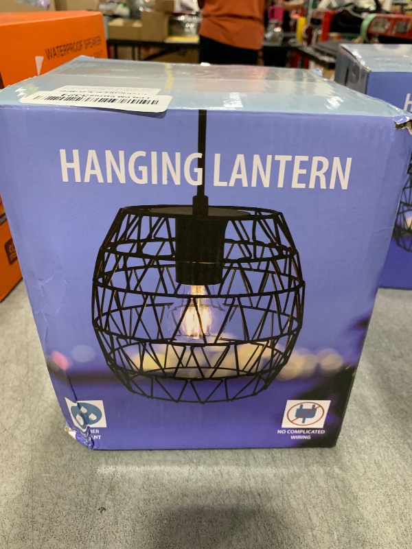 Photo 1 of Larekook 6 Hours Timer Battery Operated Outdoor Hanging Light — Outdoor Indoor Pendant Chandelier Waterproof Porch Gazebo Patio Pendant Lantern Chandelier Lighting-Out Auto On/Off