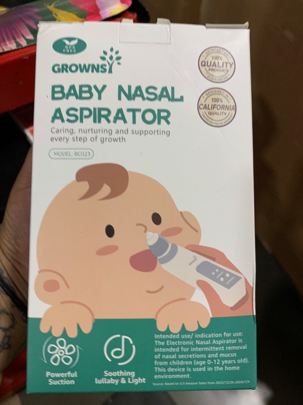 Photo 1 of GROWNSY Nasal Aspirator for Baby, Electric Baby Nose Sucker with Larger Suction Chamber and More Powerful Suction, Automatic Nose Cleaner with Music and Light Soothing Function