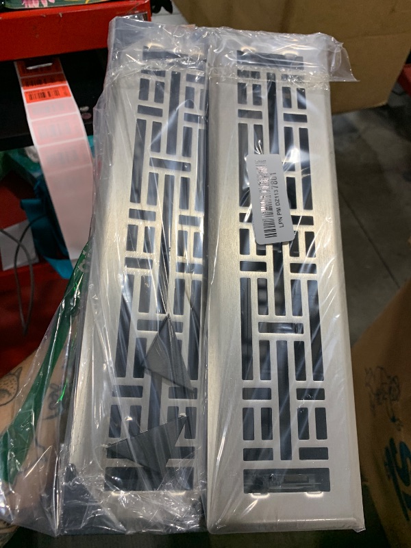 Photo 1 of Howeall 2x12 Inches 2 Pack Heavy Duty Walkable Floor Register Easy Adjust Air Supply Lever Floor Vents - Seattle Design - Vent Cover for Home Floor - Satin Nickel