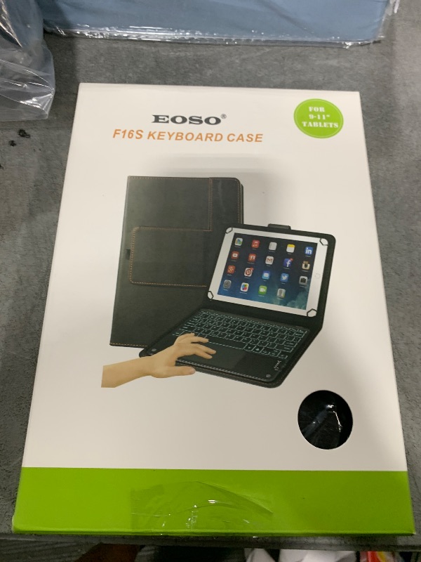 Photo 1 of eoso TouchPad Keyboard case for 9",9.7",10.1",10.2",10.5",10.9",11" Tablets,2-in-1 Bluetooth Wireless Keyboard with Touchpad,7 Colors Backlit & Leather Folio Cover(Black)