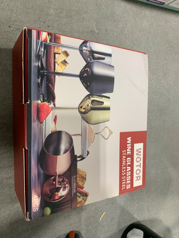 Photo 1 of WOTOR Stainless Steel Wine Glasses Set of 4, 18oz Unbreakable Metal Wine Glass, Fancy, Unique Wine Goblets for Outdoor, Travel, Camping and Pool, Ideal Gift for Wine Lovers (Silver)