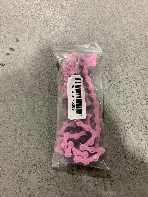 Photo 1 of CHENLY 94 Links 1/2" x 1/8" Single Speed Bike Chain Fixie Bicycle Accessories Half Link Kids Bike Chain (Pink)
