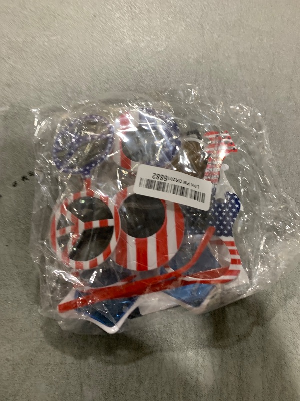 Photo 1 of JAKADYUKS American Flag Glasses 8pcs, Fourth 4th of July Party Accessories, USA Veterans Day decoration Memorial Day Patriotic Party Red White and Blue Photo Booth Props Favor