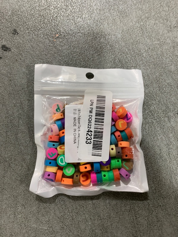 Photo 1 of 100 Pcs A-Z Letter Polymer Clay Beads Mixed Heishi Spacer Beads Supplies for DIY Bracelet Earring Necklace Jewelry Making (Alphabet)