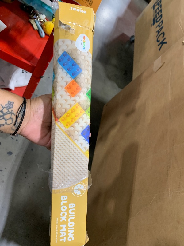 Photo 1 of Inspire My Play - Silicone Building Blocks Baseplate - Compatible with All Major Building Block Brands - Double Sided for Large Building Blocks - Perfect Accessory for Sensory PlayTray - Stone