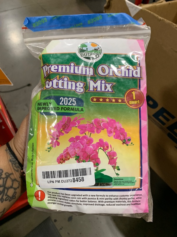 Photo 1 of [Upgraded] DUSPRO Orchid Potting Mix for Repotting with Forest Moss, Pine Bark, Perlite & Pumice Natural Ingredients, Orchid Bark Potting Mix, Orchid Repotting Kit Drainage Indoor Potting Medium 1QT