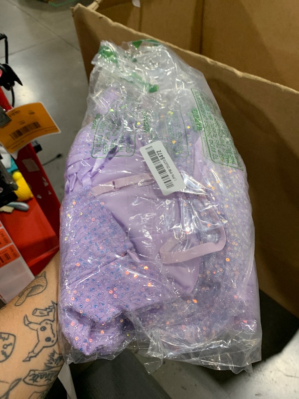 Photo 1 of Women's Glitter Sequin Dress Spaghetti Strap Sparkle Party Dresses Sleeveless V-Neck A-line Bridesmaid Cocktail Dress Glittery Sparkly Homecoming Dress Short Birthday Wedding Guest Dresses Purple L