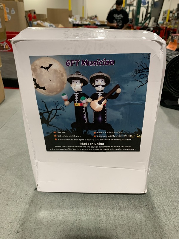 Photo 1 of 6FT Cinco de Mayo Inflatable Mariachi with LED Lights - Outdoor/Indoor Blow Up Decor for Mexican Fiesta, Halloween, Holiday Parties - Giant Festive Decoration