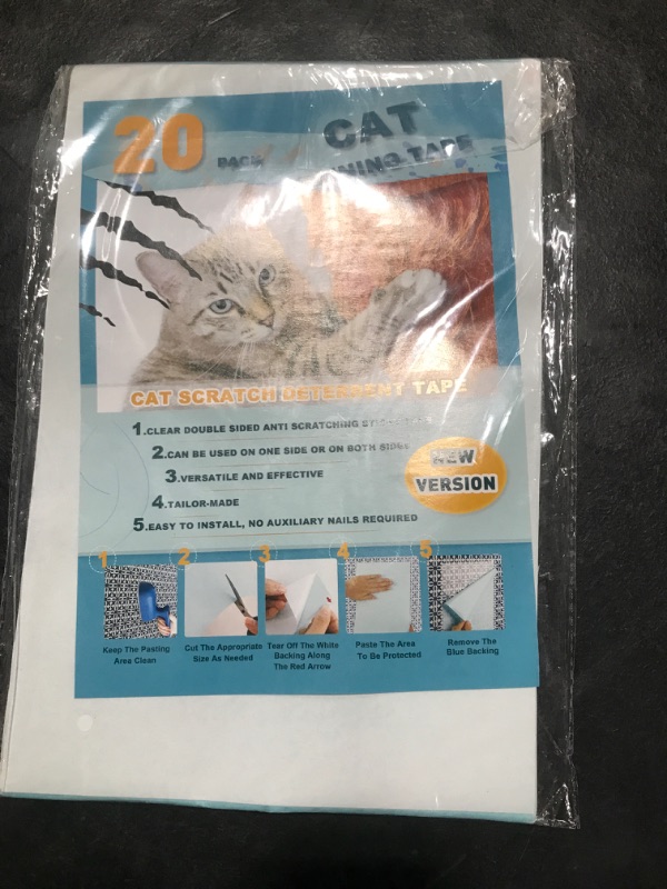 Photo 1 of 20pack Cat Scratch Deterrent Tape, Cat Scratch Furniture Protector, Clear Double Sided Anti Scratching Sticky Tape Couch Protector for Cats Training Tape, Cat Repellent for Furniture