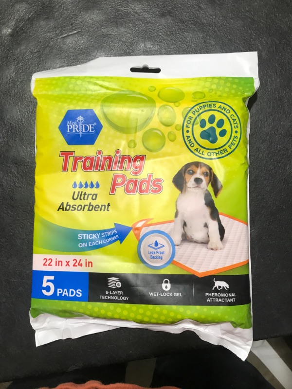 Photo 1 of MED PRIDE Small Pee Pads for Cats, Disposable Small Potty Pads, Ultra-Absorbent Leakproof Waterproof with Sticky Strips, 22 X 24” Travel Pack of 5