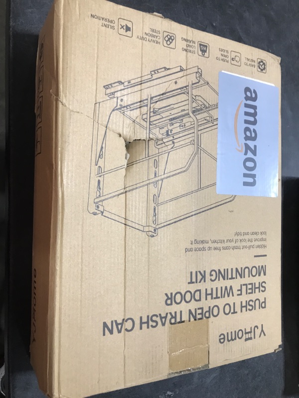 Photo 1 of YJHome Pull Out Trash Can Under Cabinet with Push to Open Slides, Garbage Can Not Included, Cabinet Trash Can Pull Out Kit with Door Mounting Kit, Requires Minimum Cabinets Opening 15" W