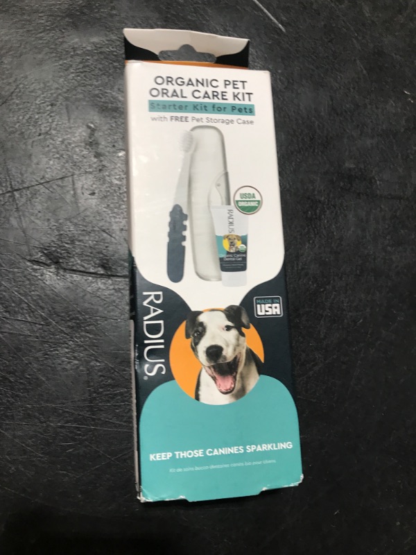 Photo 1 of RADIUS Canine Oral Care Kit, Includes 1 Pet Toothbrush, 1 Critter Case, and 0.8 oz Canine Pet Toothpaste, Firm Bristle & Non Toxic Toothpaste for Dogs