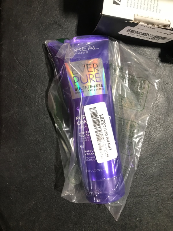 Photo 1 of L’Oreal Paris Sulfate Free Brass Toning Purple Conditioner for Blonde, Bleached, Silver, or Brown Highlighted Hair, EverPure, 6.8 Fl Oz (Packaging May Vary)