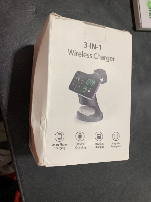 Photo 1 of Wireless Charger,3 in 1 Magnetic Wireless Charger Stand, Fast Wireless Charging Dock for iPhone16/15/14/13/12 Series, Apple Watch Series, AirPods Pro.