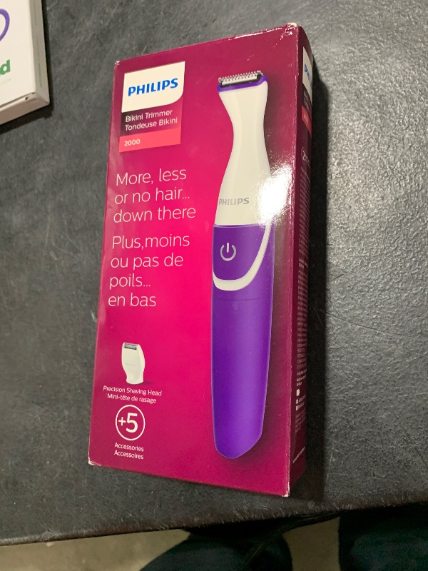 Photo 1 of Philips Beauty Bikini Genie Cordless Trimmer for Bikini Line Hair Removal, with Shaving Head and Comb, BRT383/50
