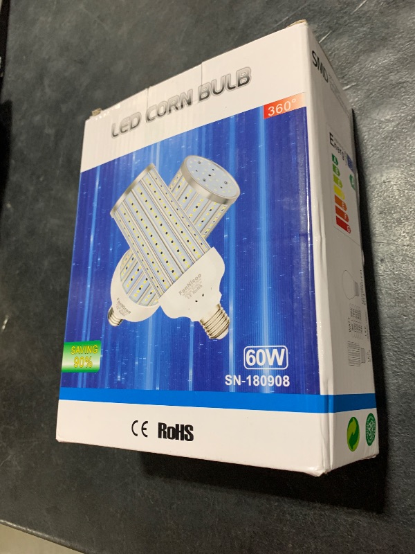 Photo 1 of FanNicoo 2 Pack 500W Equivalent LED Corn Light Bulb 5500 Lumen 6500K 60W Large Area Cool Daylight White E26/E27 Medium Base for Outdoor Indoor Garage Warehouse Factory Workshop Street Backyard