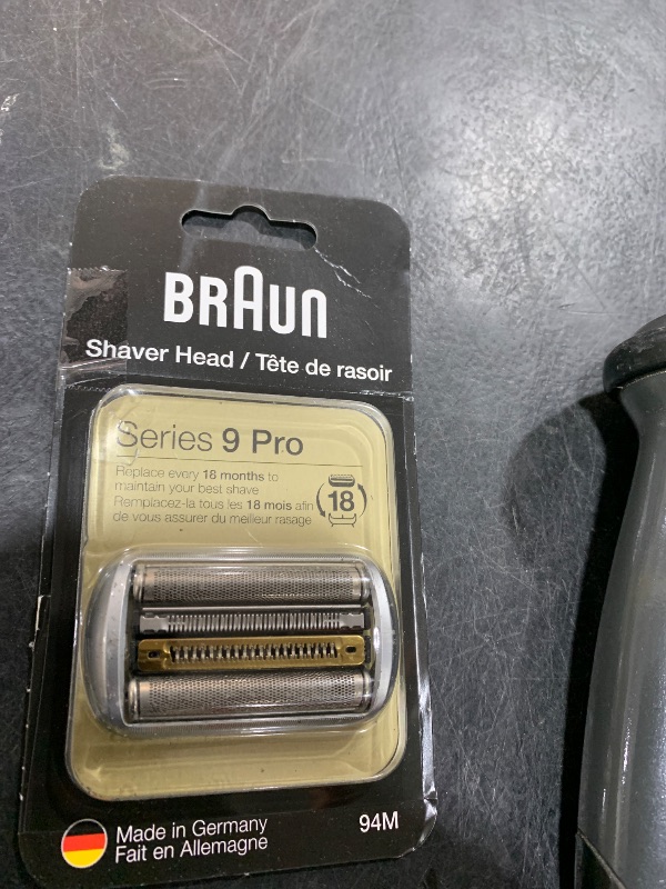 Photo 1 of Braun Electric Shaver Head Replacement Part 94M, Compatible with Series 9 Pro and Series 9 Electric Razors for Men, Silver