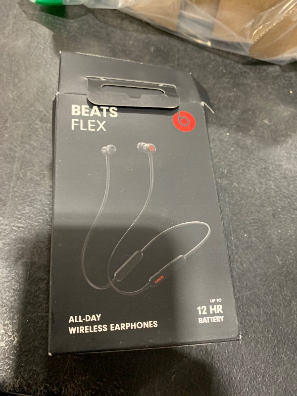 Photo 1 of Beats Flex Wireless Earbuds - Apple W1 Headphone Chip, Magnetic Earphones, Class 1 Bluetooth, 12 Hours of Listening Time, Built-in Microphone - Black