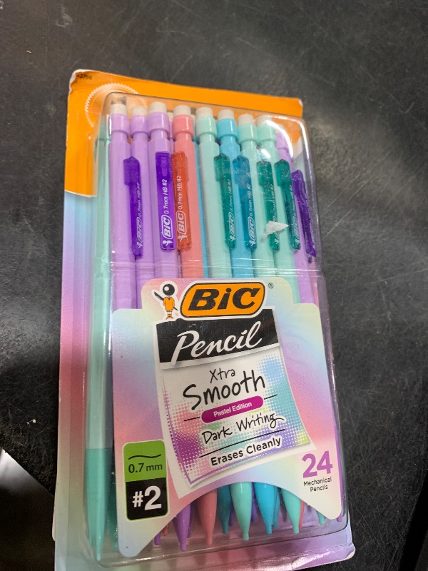 Photo 1 of BIC® Xtra-Smooth Mechanical Pencils, Medium Point, 0.7 mm, #2 Lead, Assorted Pastel Barrel Colors, Pack Of 24 Pencils