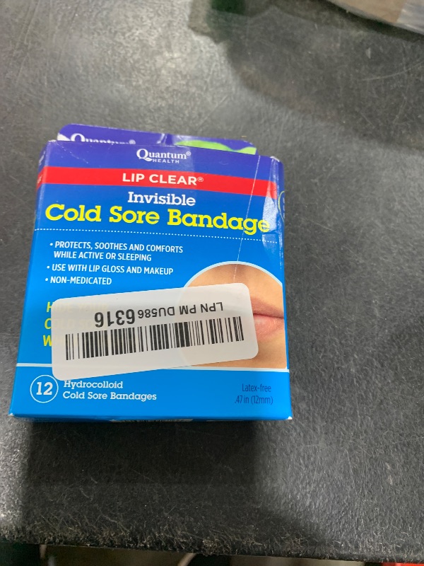 Photo 1 of Quantum Health Lip Clear Invisible Cold Sore Bandage, Fever Blister Patch - Patch Soothes and Protects, Hides Cold Sores, Helps Prevent Contamination, 12 Ct
