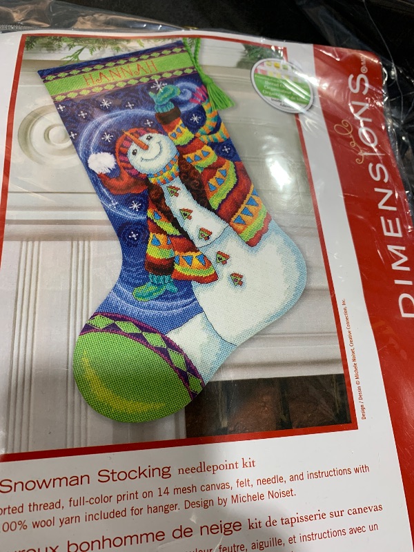 Photo 1 of Dimensions Needlecrafts Needlepoint, Happy Snowman Stocking - 71-09143