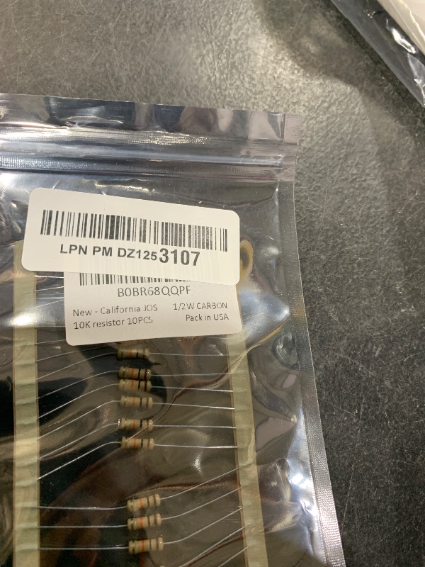 Photo 1 of California JOS 10K Ohm Carbon Film Single Fixed Resistor 1/2 W (0.5 Watts) 5% Tolerance, (10K R, 10K ohm, 10K ?) Resistor (10 Pack)