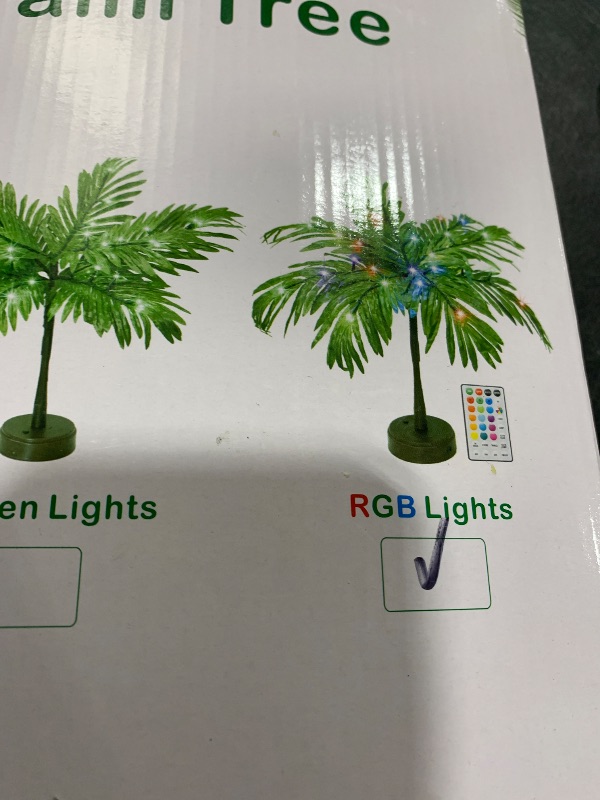 Photo 1 of 18 Color Changing Lighted Palm Tree Table Decor, 23 in Tropical Artificial Palm Tree Lights Branches Battery USB Powered, LED Mini Palm Tree Table Centerpiece for Luau Summer Hawaiian Party Home