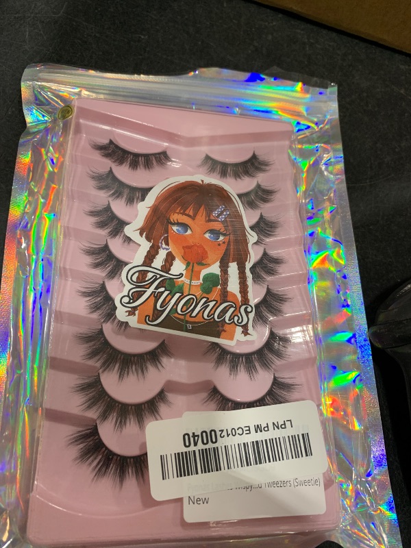 Photo 1 of Fyonas Lashes Wispy False Eyelashes Cat Eye Lashes Natural Look Lightweight Fake Lashes 8 Pairs C Curl Strip Lashes 8-14mm Lash Kit with Lash Glue and Tweezers (Sweetie)