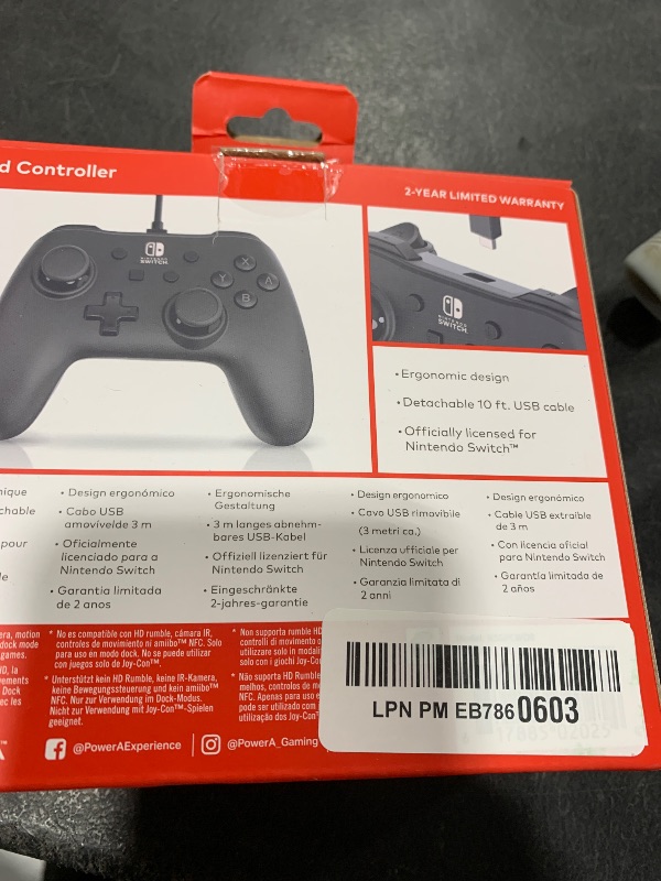 Photo 1 of PowerA Nintendo Switch Wired Controller - Black, Detachable 10ft USB Cable, No Battery Required, Officially Licensed By Nintendo