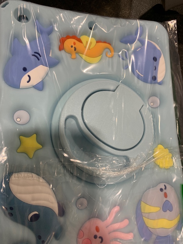 Photo 1 of LISEVO for iPad 9th/8th/7th Generation Case 10.2 Inch - Girls Boys Cute Kawaii Girly Cover 3D Cartoon Ocean Design with Rotating Stand & Strap Silicone Blue Cases for iPad 7/8/9th Gen 2019 2020 2021