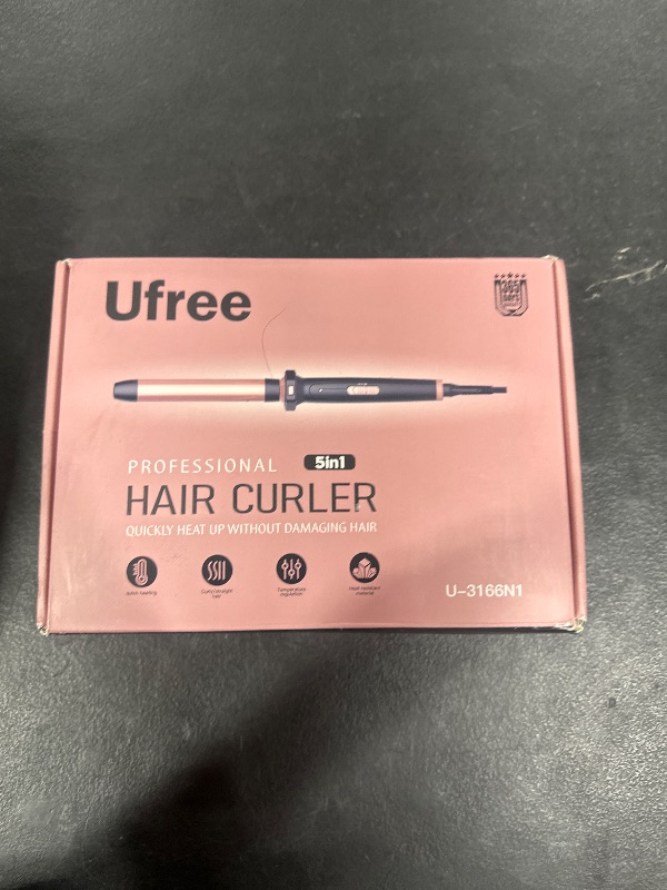 Photo 1 of Ufree 5 in 1 Curling Iron with Interchangeable Ceramic Barrels (0.35"-1.25"), Curling Wand Set with Flat Iron Hair Straightener, Instant Heat Up, Dual Voltage Hair Curler, Gifts for Women