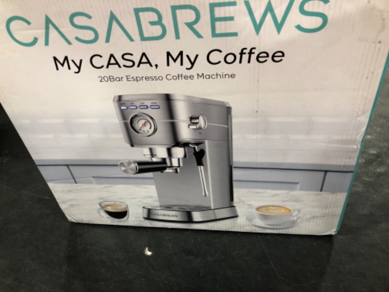Photo 1 of CASABREWS CM5418 Espresso Machine 20 Bar, Compact Espresso Maker with Steam Milk Frother, Stainless Steel Coffee Machine with 34oz Removable Water Tank for Cappuccino, Latte, Silver