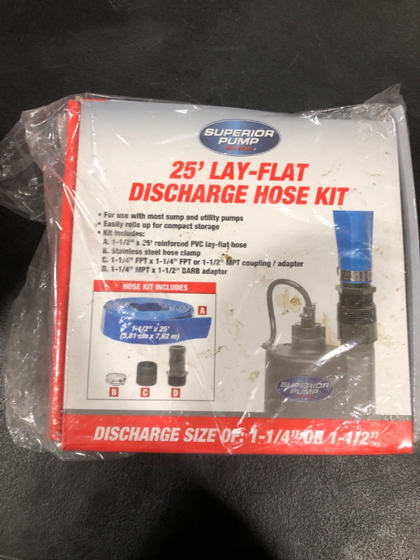 Photo 1 of Superior Pump 99621 Lay-Flat Discharge Hose Kit, 1-1/2-Inch by 25-foot