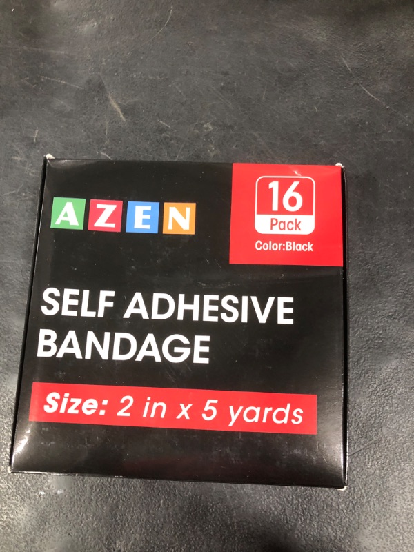 Photo 1 of AZEN 16 Pack Self Adhesive Bandage Wrap Black, 2" X 5 Yards Black Athletic Tape, Vet Wrap, Tattoo Grip Tape Wrap?Ankle Tape, Cohesive Bandage Wrap