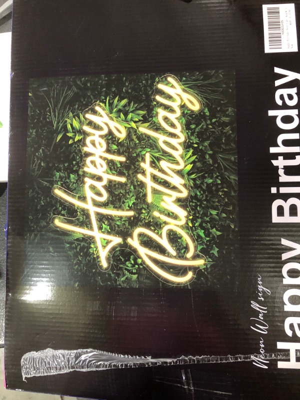 Photo 1 of Kavaas Happy Birthday Neon Sign 16.5" x 12.2", Neon Happy Birthday Sign for Backdrop with Dimmable Switch - Birthday Light Up Sign Party Decoration (Warm White)