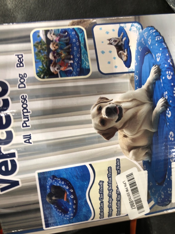 Photo 1 of Dog Pool Float Inflatable Dog Floats for Pool Dog Floaties Swimming Pool Floats for Small Medium Large Dog Puncture Proof (Blue)
