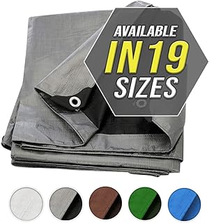 Photo 1 of Trademark Supplies Tarp Cover Silver / Black Heavy Duty Thick Material, Waterproof, Great for Tarpaulin Canopy Tent, Boat, RV or Pool Cover!!!
