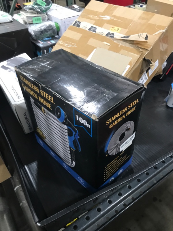 Photo 1 of Garden Hose 100FT, Water Hose with 10 Function Nozzle, Garden Hose Metal with Leak-proof Connectors, Kink-Free & Ultra Flexible, Rust/Pet/Puncture Proof for Lawn, Yard, RV, Car Wash, 550PSI