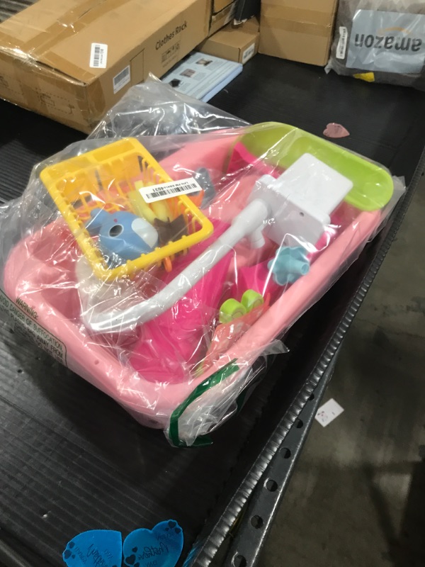 Photo 1 of ABCASTER 2025 Upgraded Water Table for Toddlers with Electric Water Pump,Mini Play Sink with Detachable Legs, Fishing Game, Kids Kitchen Playset Sink Toy for Girl Boy 3 4 5 6 7 8(Pink)