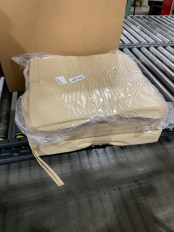 Photo 1 of coolboss Outdoor Chair Cushions Set of 4, Outdoor Cushions for Patio Furniture, Water Resistant Chair Cushions for Outdoor Furniture Square Corner Patio Cushions with Non-Slip Ties, 18.5"x16"x3, Beige