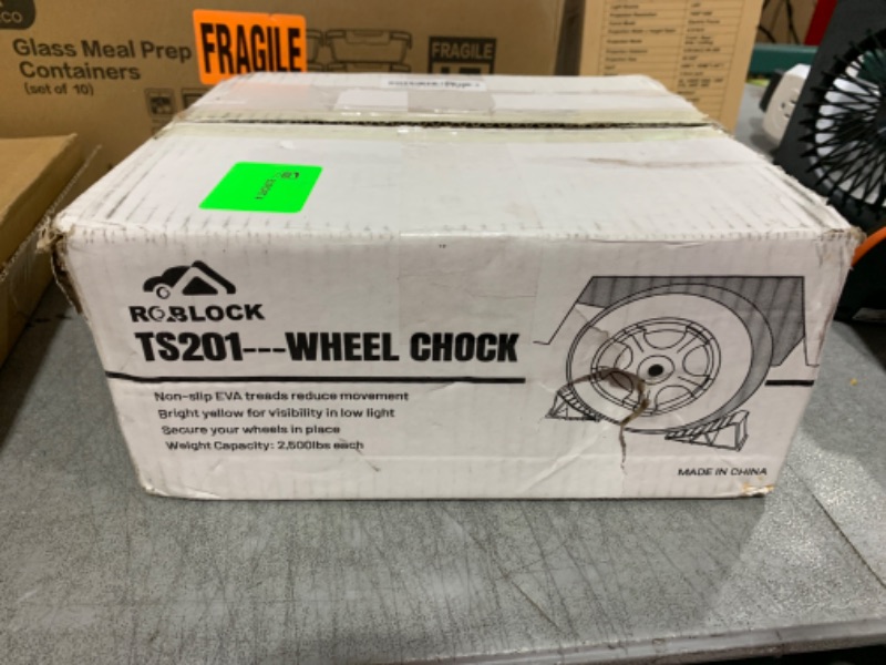 Photo 1 of ROBLOCK Wheel Chocks for Travel Trailers, 2 Pairs Non Slip Heavy Duty Yellow Camper Wheel Chock, Lightweight Wheel Stoppers for Cars Trucks RVs, Easy to Carry & Suitable for Most Tyre Sizes