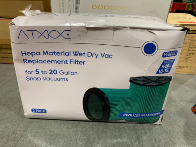 Photo 1 of VF6000 Wet or Dry Replacement Filter for Ridgd 5-20 Gallon Vacuums WD5500 WD0671 WD6425 WD7000 WD1280 WD1851 WD1680 WD1956 RV2400A 1400RV RV2600B, 2 Pack